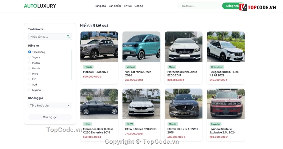 Website giới thiệu,Web giới thiệu,bán ô tô